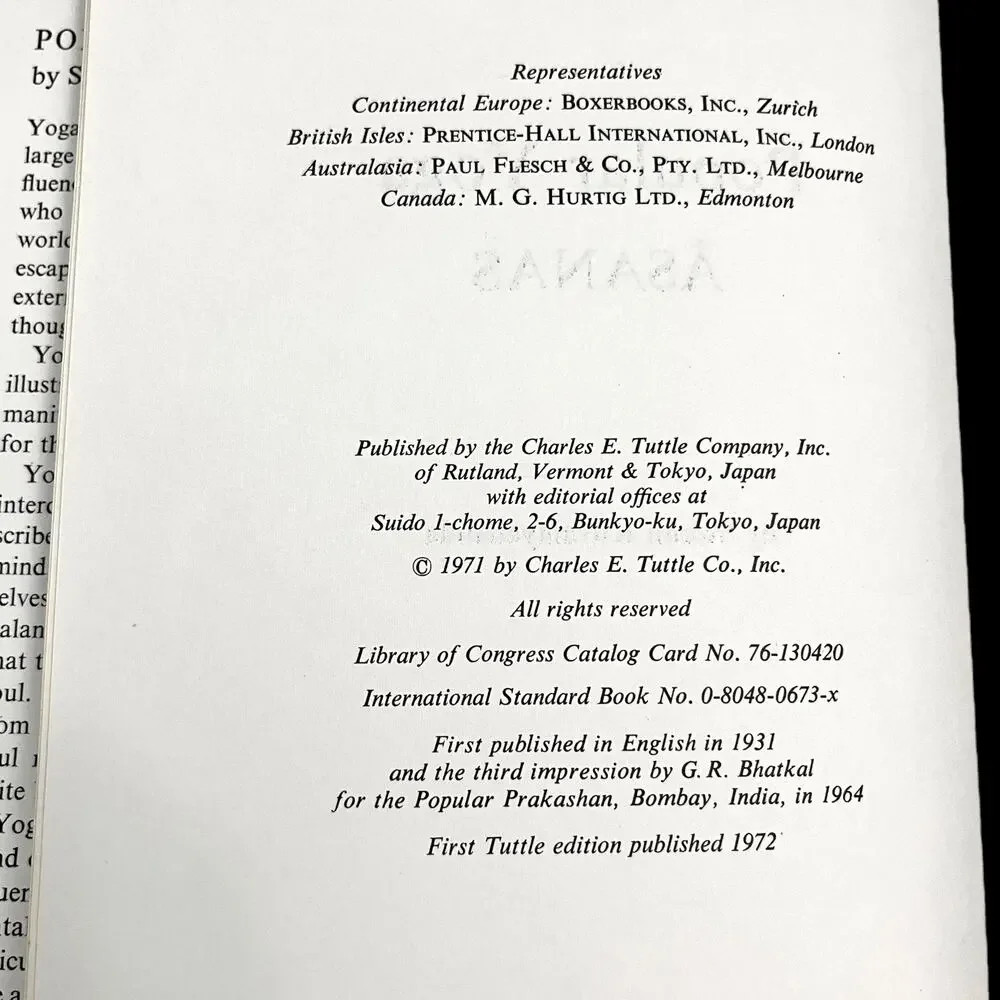 Popular Yoga Asnas - Book by Swami Kuvalayananda‎ - Vintage 1972